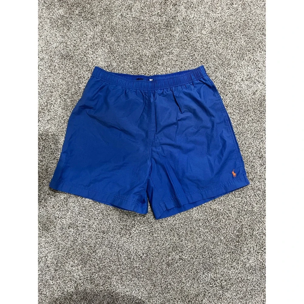 Polo Sport Ralph Lauren Mens Blue Swim Trunks Shorts Orange Pony XL Vintage